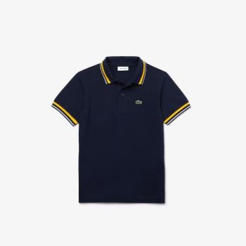 Lacoste Contrast Detail Cotton Piqué Polo - Polo Dětské Tmavě Blankyt Blankyt / Bílé | CZ-hNhUaN